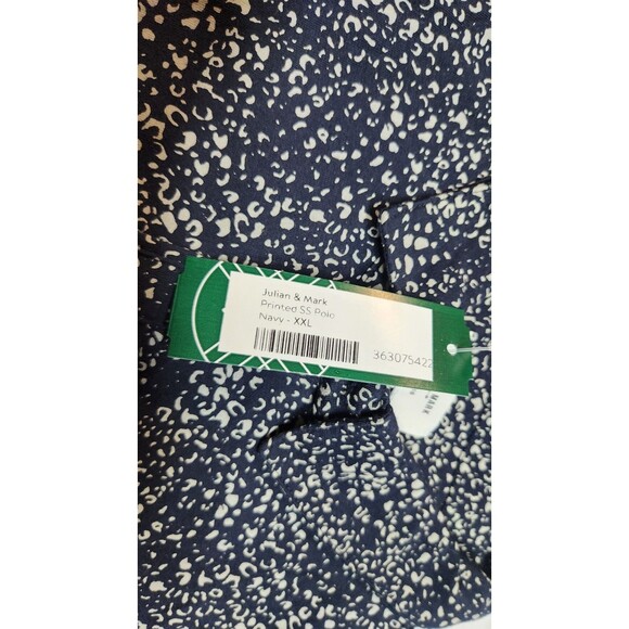 Julian & Mark Men's XXL Navy Blue Printed Short Sleeve Polo Shirt NWOT - Picture 5 of 7